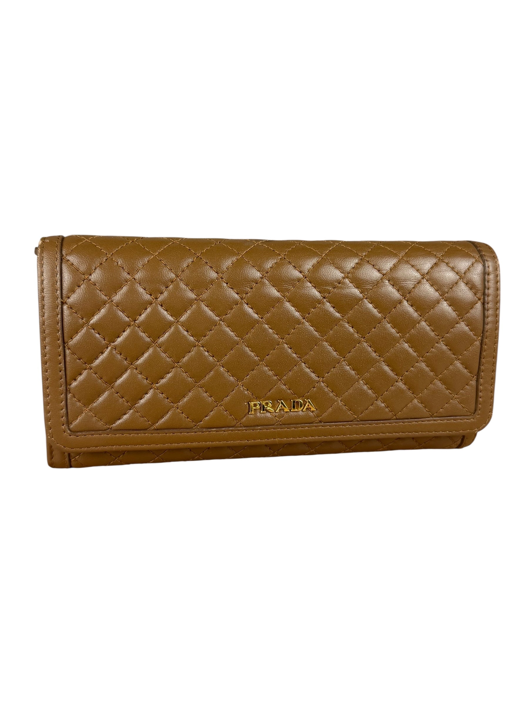 Prada Brown Quilted Leather Long Wallet