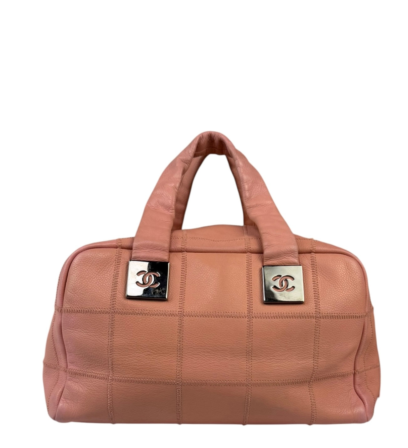 Chanel Pink Caviar Leather Chocolate Bar Bowler Bag 2003