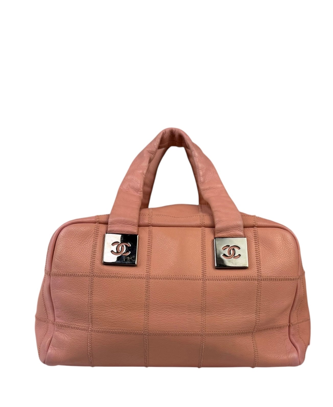 Chanel Pink Caviar Leather Chocolate Bar Bowler Bag 2003