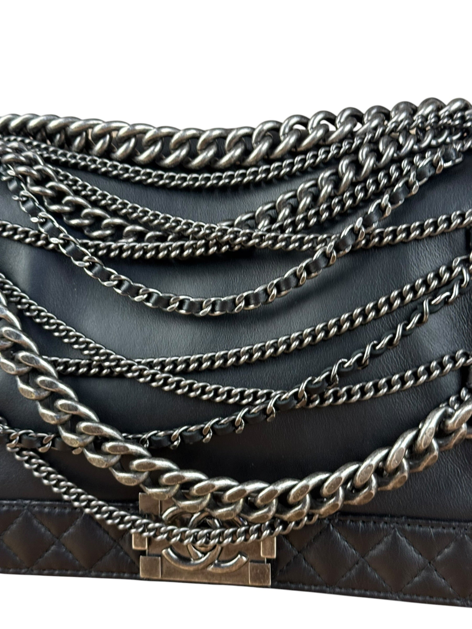 Chanel Black Enchained Boy Bag 2013
