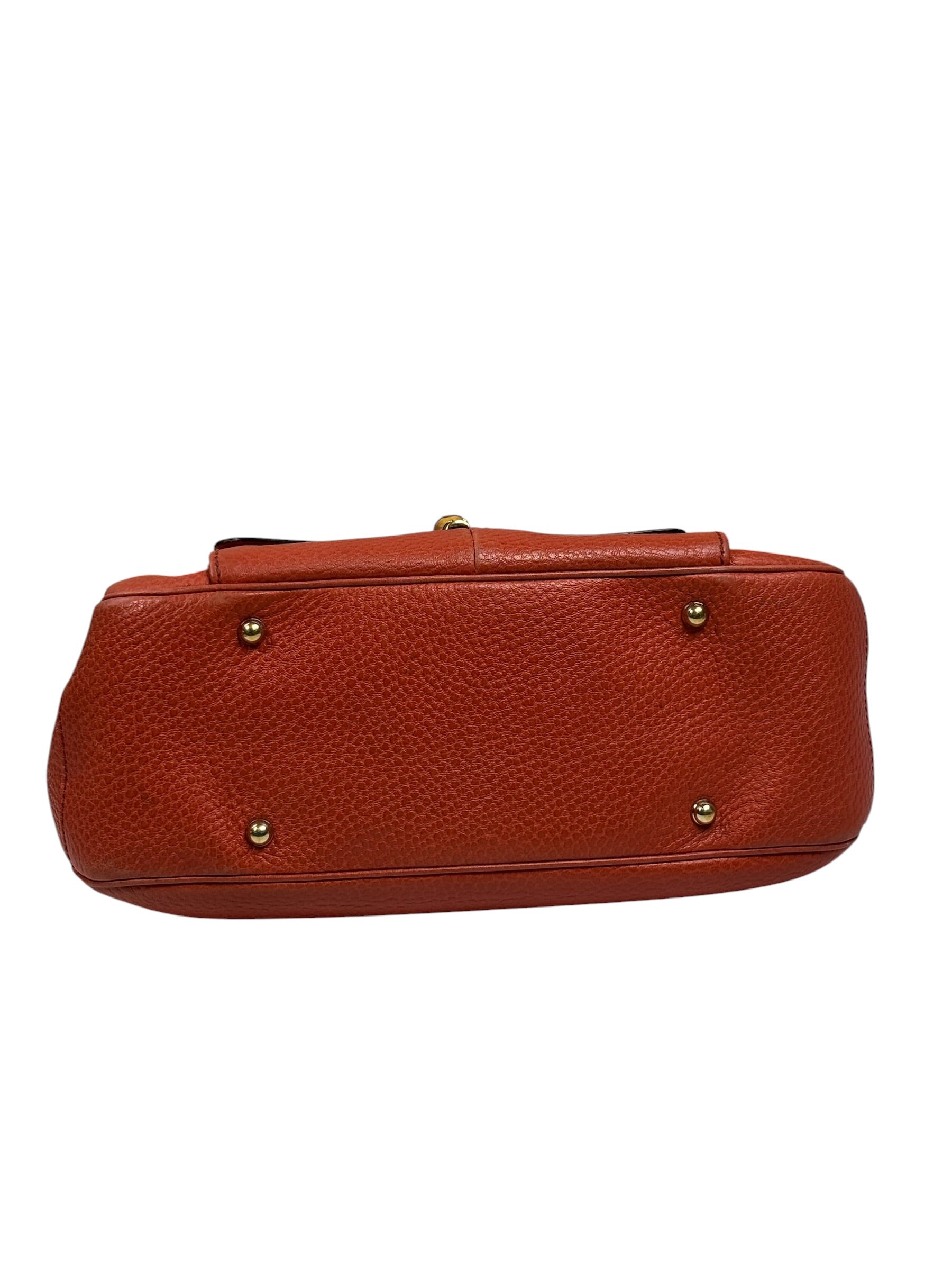 Gucci Orange Pebbled Leather Bamboo Top Handle Hobo Bag