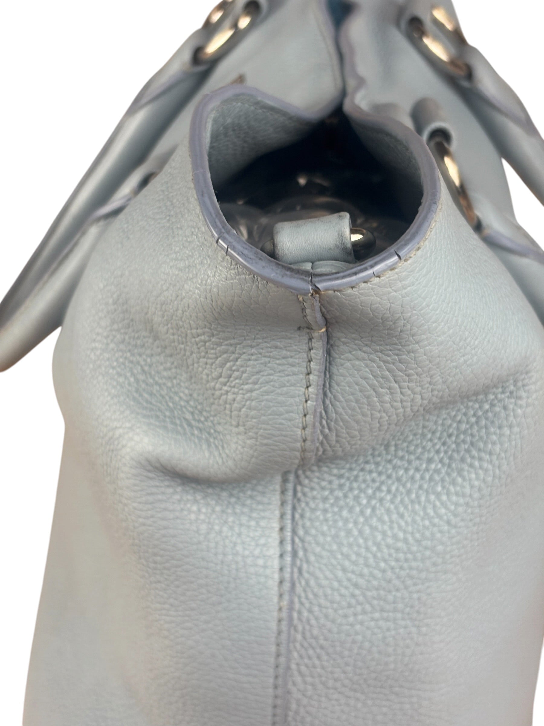 Prada Light Blue Vitello Daino Leather Tote