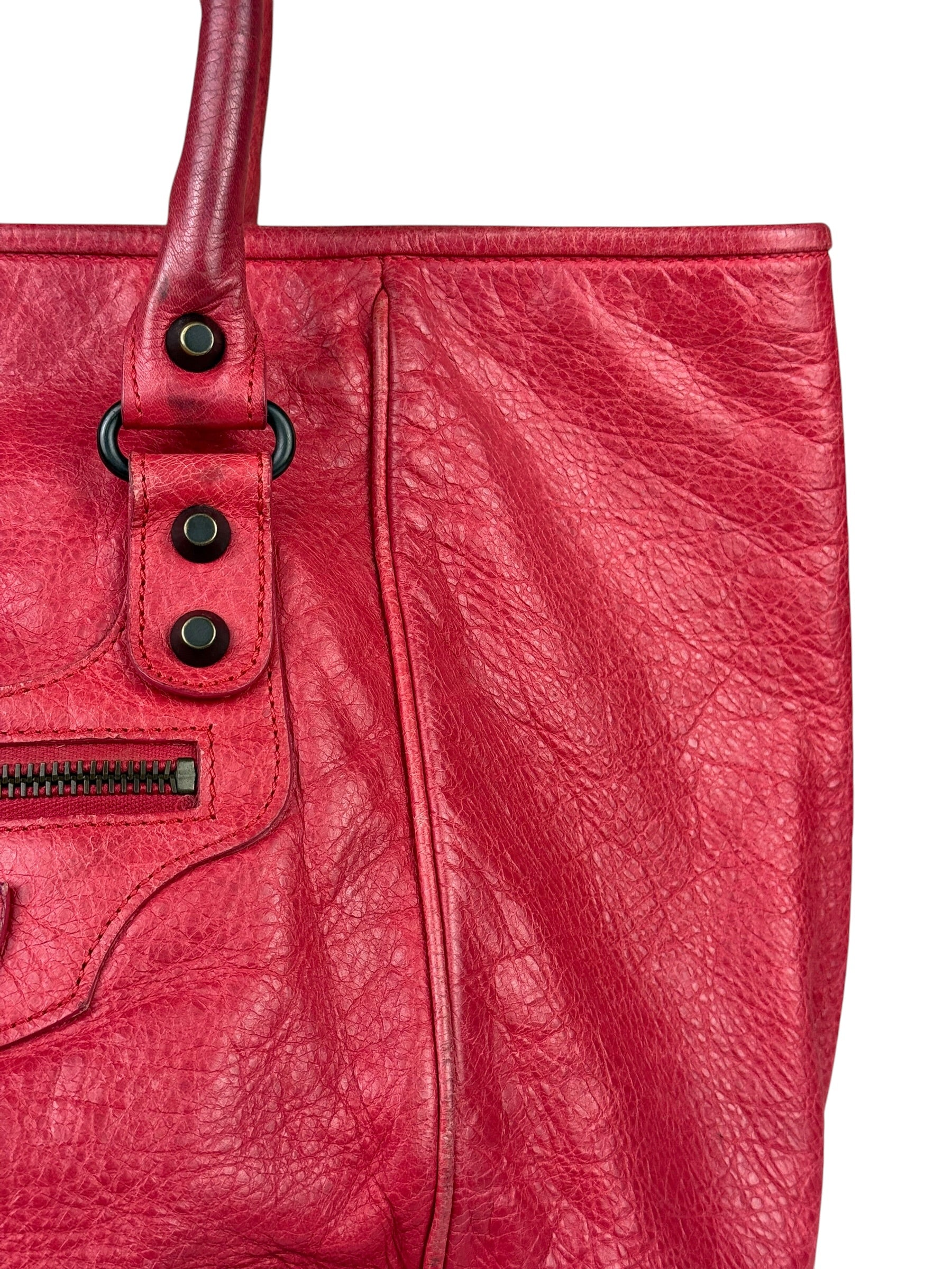 Balenciaga Red Leather Le City Tote