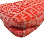 Fendi Pink/Red Zucca Leather Trim Pochette