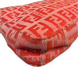 Fendi Pink/Red Zucca Leather Trim Pochette