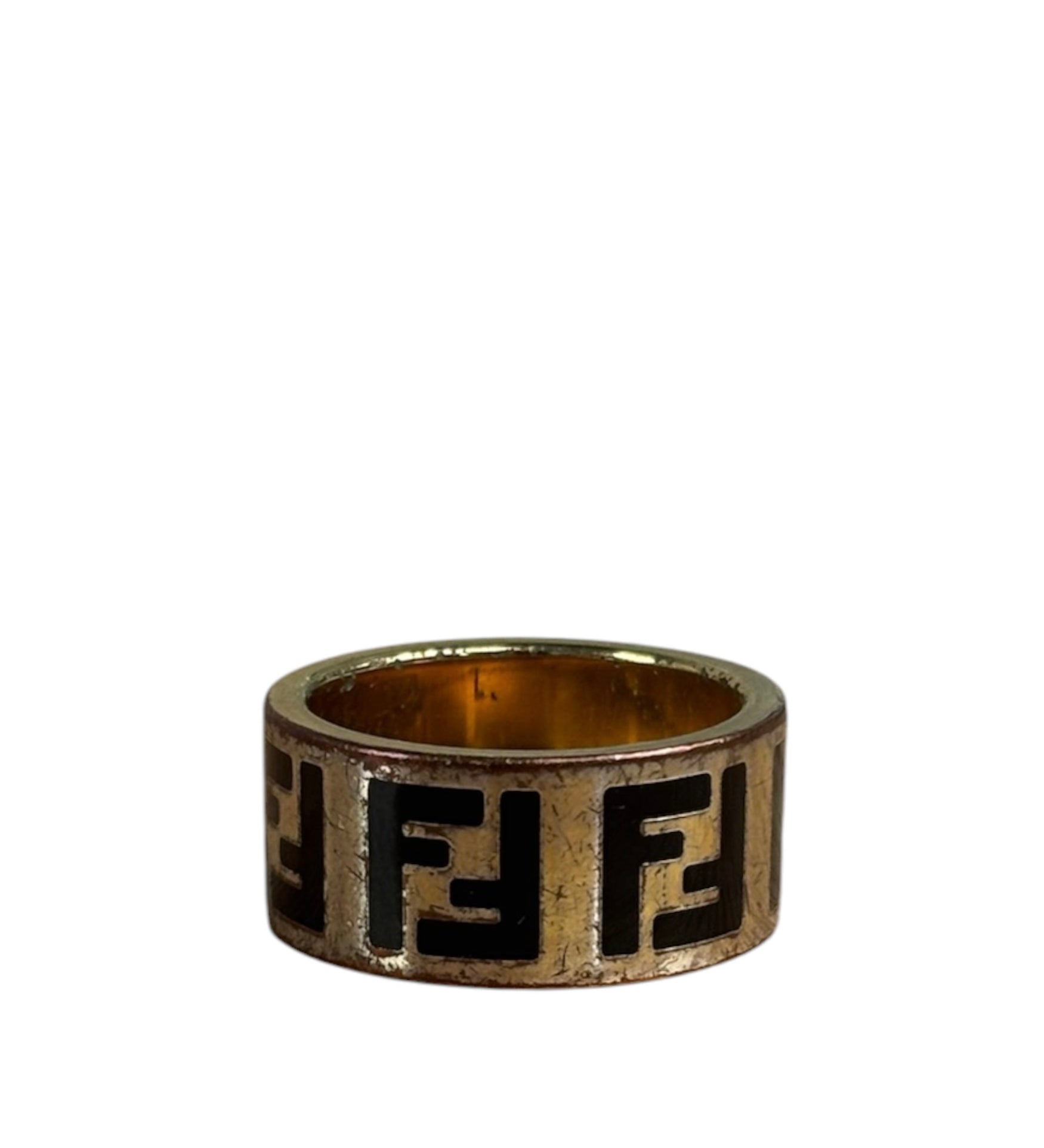 Fendi Gold/Black Monogram Forever Ring