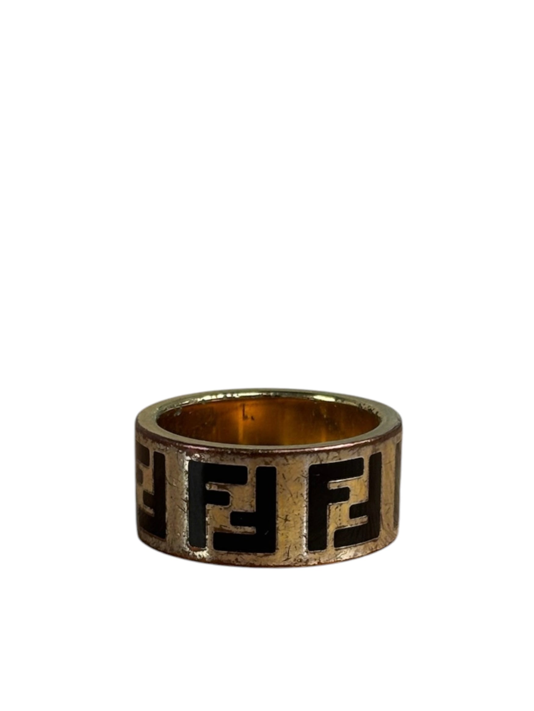 Fendi Gold/Black Monogram Forever Ring