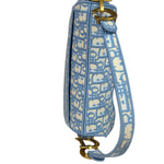 Christian Dior Blue/White Oblique Embroidered Saddle Bag