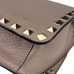 Valentino Neutral Garavani Calfskin Rockstud Crossbody Bag