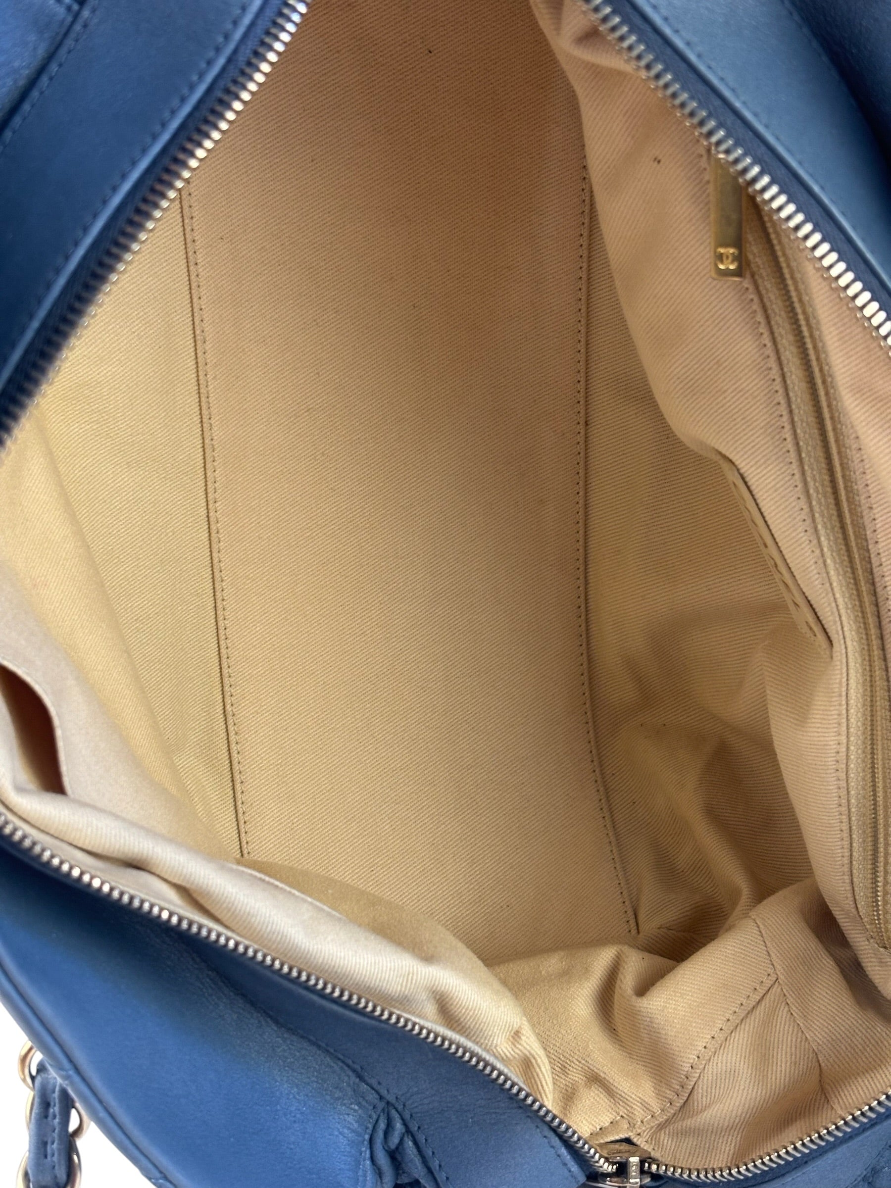 Chanel Blue Quilted Calfskin Iridescent Bowling Bag 2011