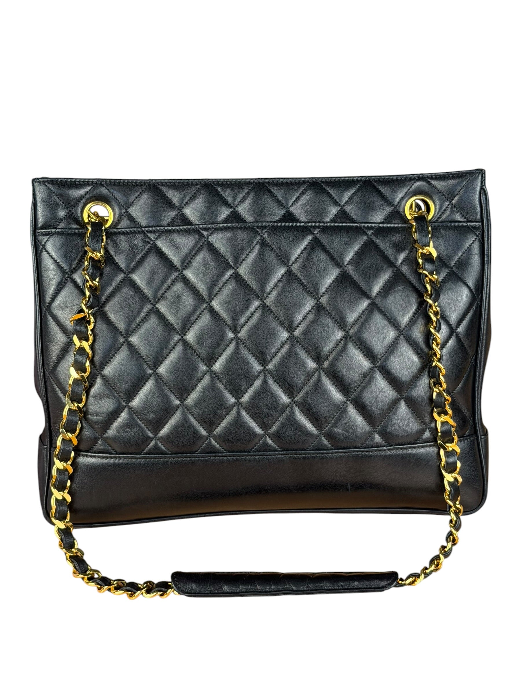 Chanel Black Lambskin Shopper Tote 90s