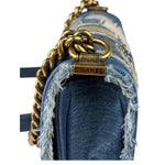 Chanel Blue Denim/Leather Trim Patchwork Boy Flap Bag 2014