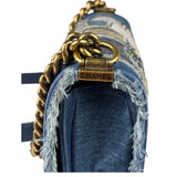 Chanel Blue Denim/Leather Trim Patchwork Boy Flap Bag 2014
