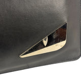 Fendi Black Leather Monsters Zip Clutch