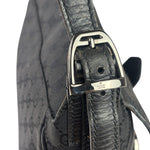 Gucci Black Leather Trim Horsebit GG Chain Shoulder Bag