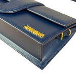 Jacquemus Navy Blue Leather Le Bambino Shoulder Bag