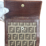 Fendi FF Buckle Canvas Print Compact Wallet