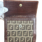 Fendi FF Buckle Canvas Print Compact Wallet