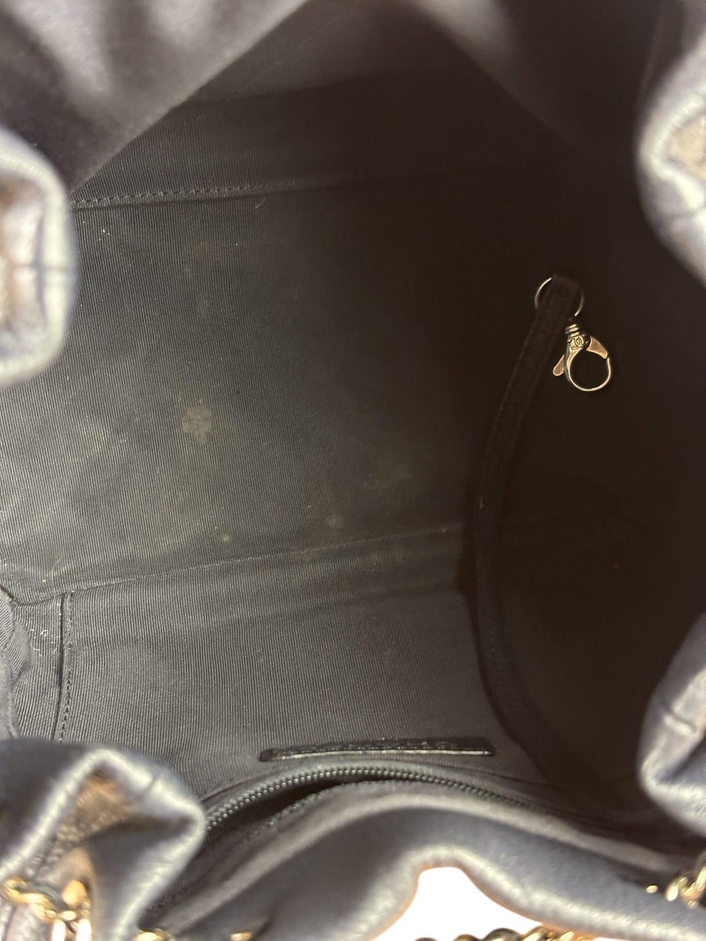 Chanel Navy Quilted Caviar Bucket Bag 2018