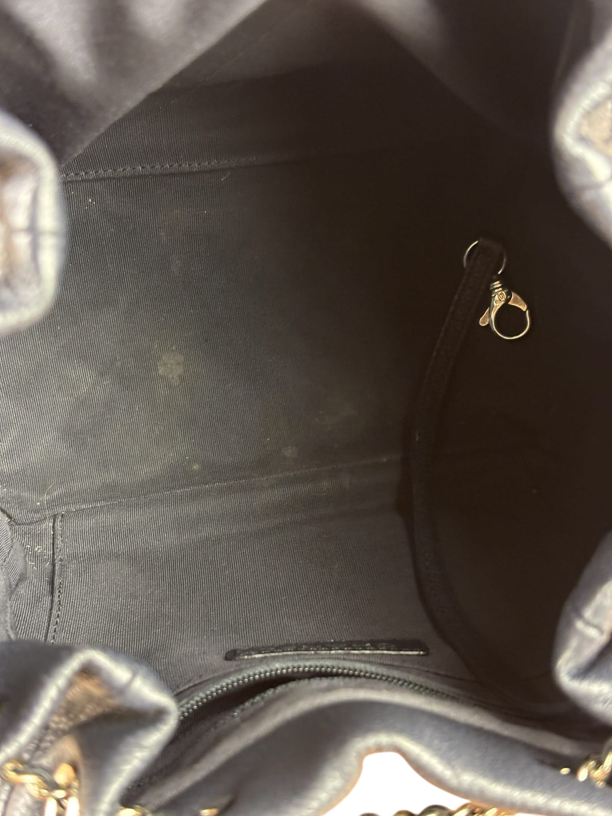 Chanel Navy Quilted Caviar Bucket Bag 2018