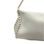 Celine White Grained Leather Studded Poultbot Shoulder Bag
