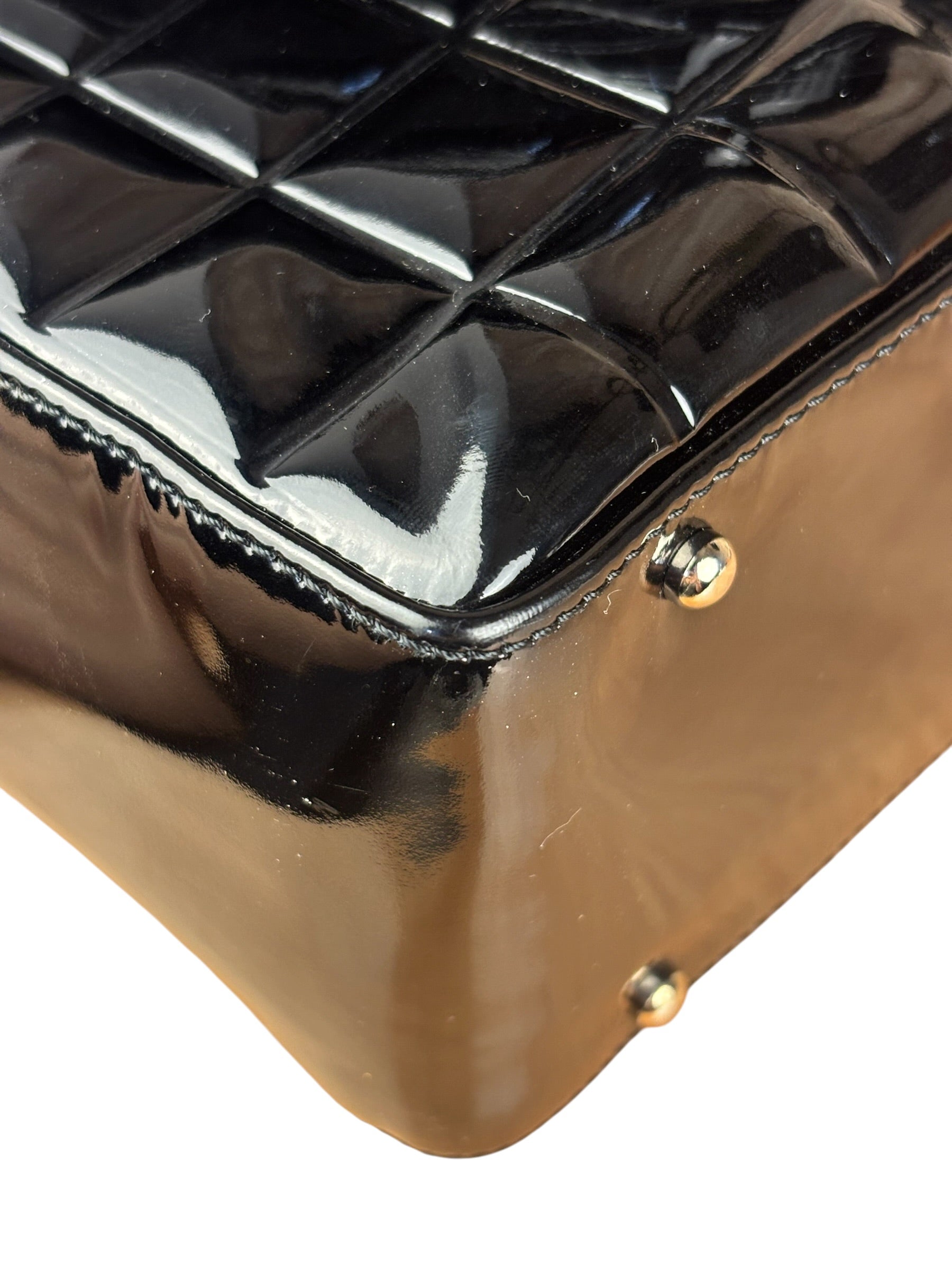 Chanel Black Patent Chocolate Bar Shoulder Tote 2002