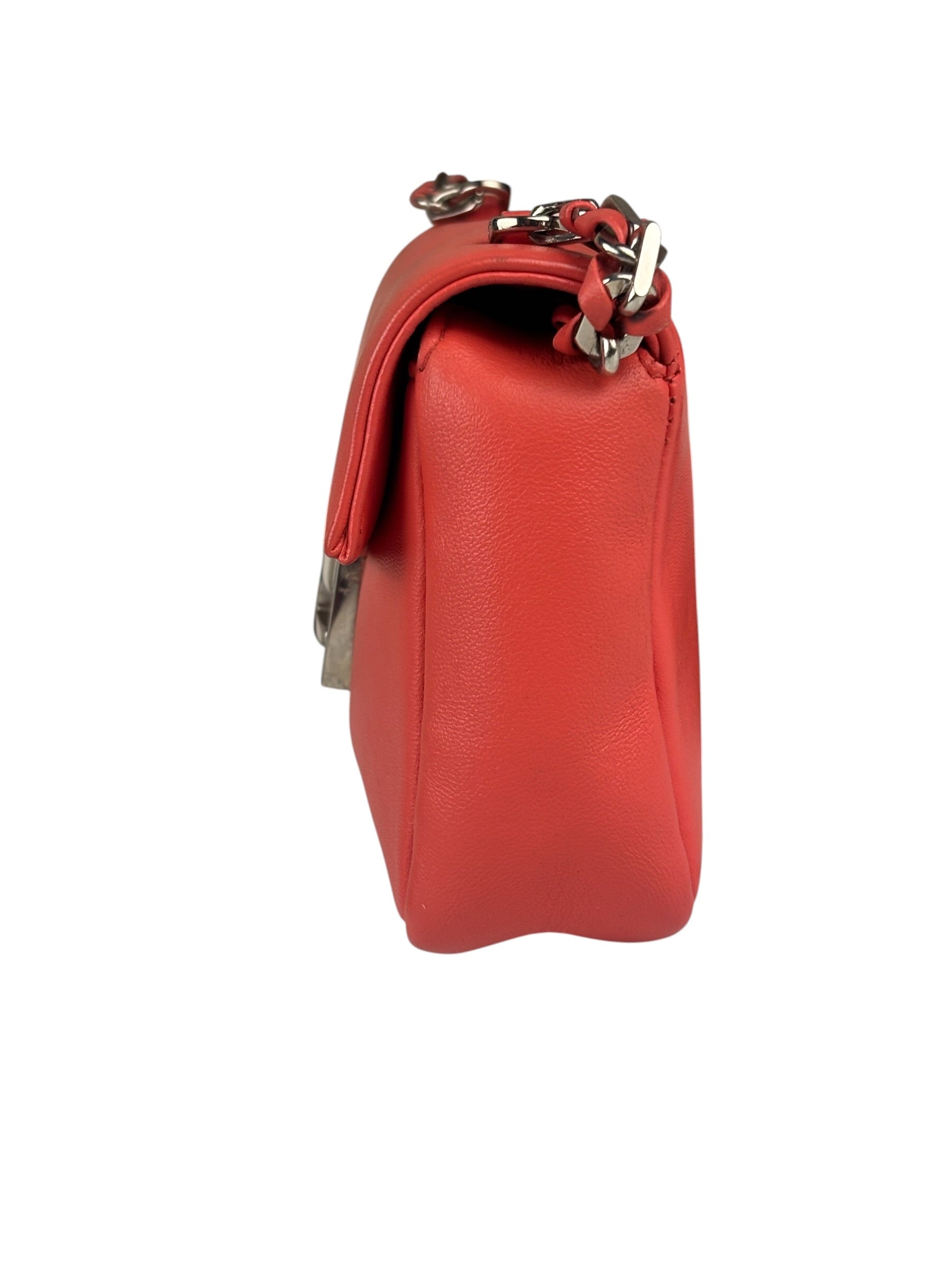 Fendi Coral Pink Leather Mini Baguette