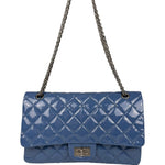 Chanel Blue Patent Quilted Jumbo Classic 2.55 Double Flap Bag 2011