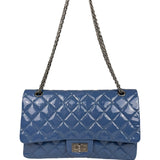 Chanel Blue Patent Quilted Jumbo Classic 2.55 Double Flap Bag 2011