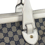 Gucci Navy Leather Trim GG Sherry Line Heritage Shoulder Bag