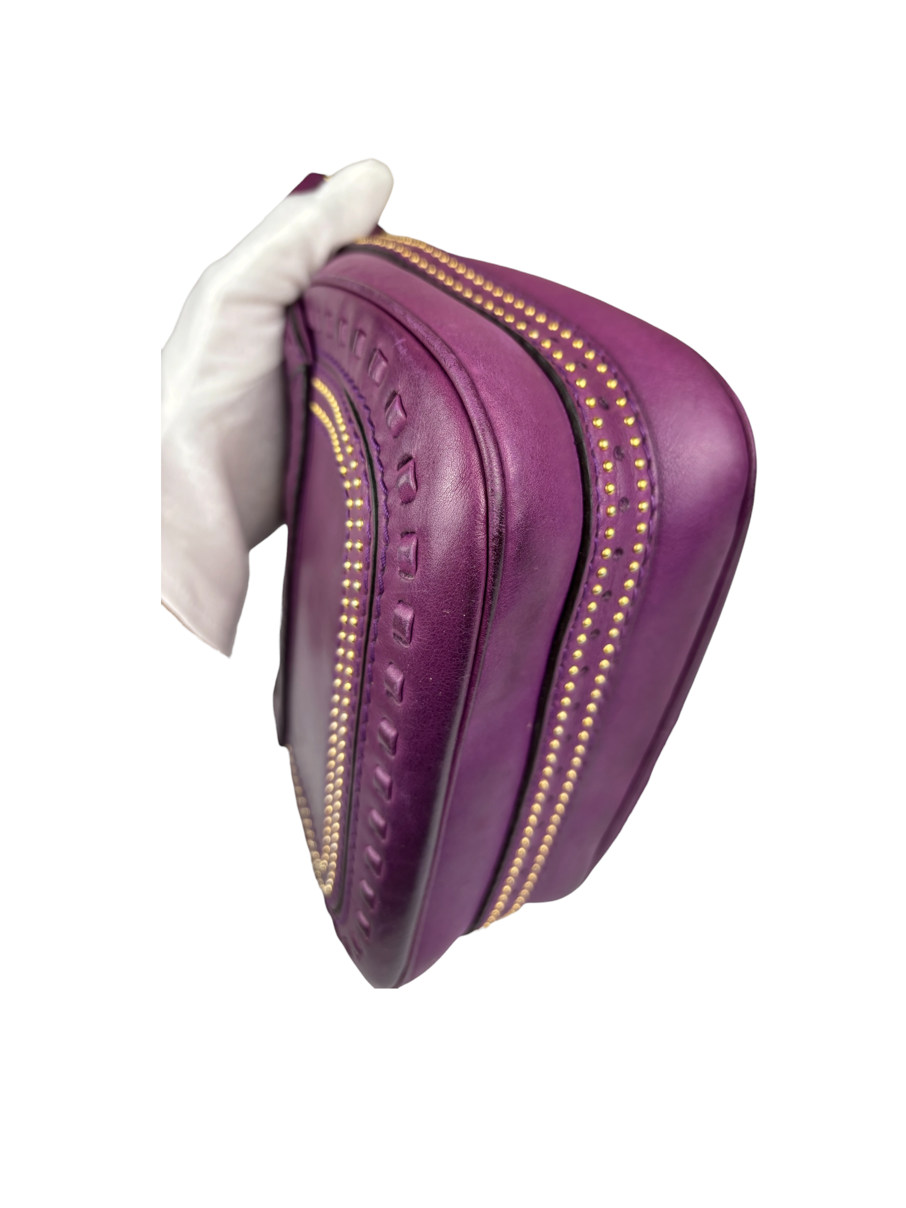 Gucci Vintage Purple Leather Small Snaffle Bit Shoulder Bag