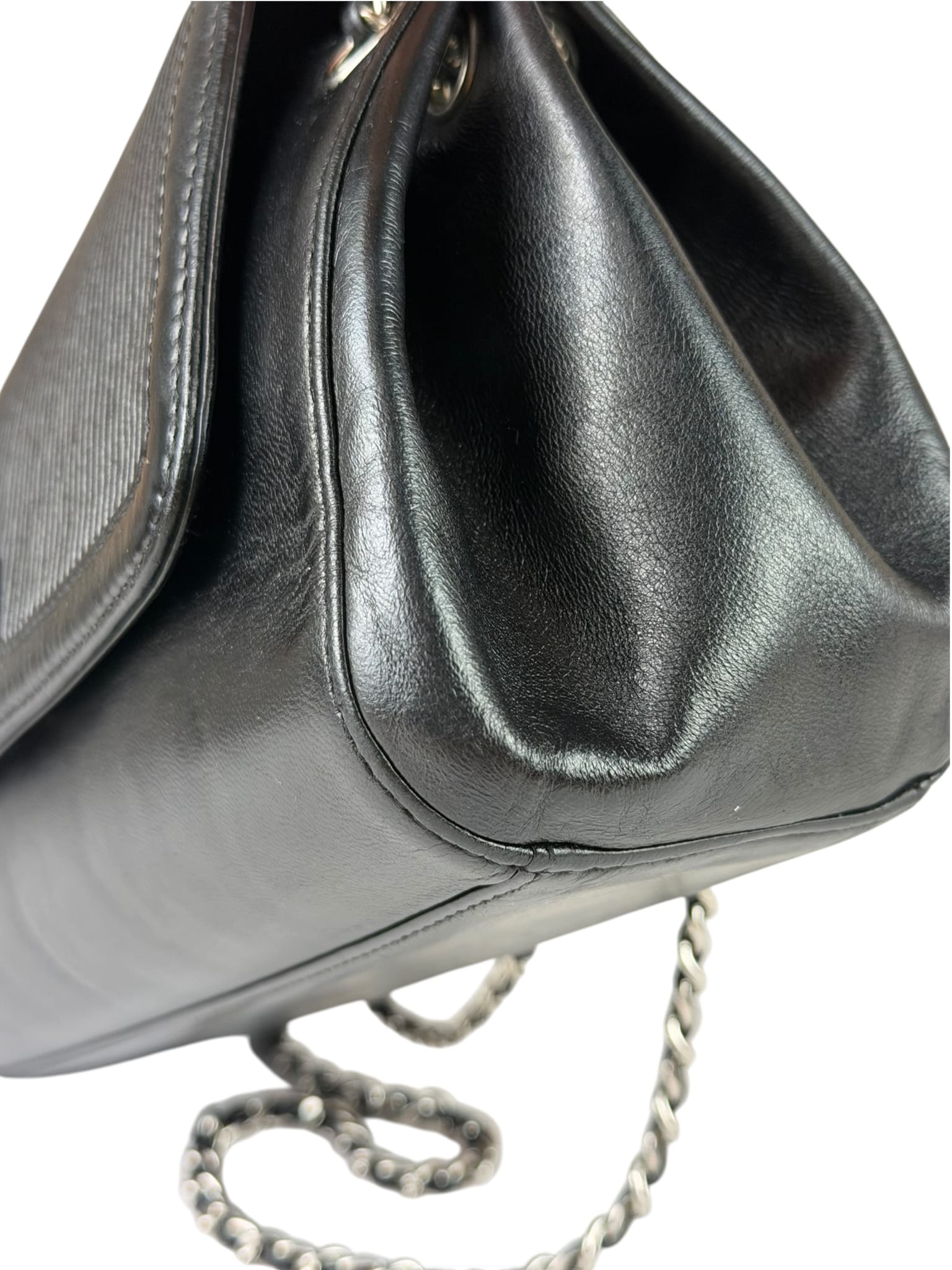 Chanel Black Leather Mademoiselle Accordion Flap Bag 2000