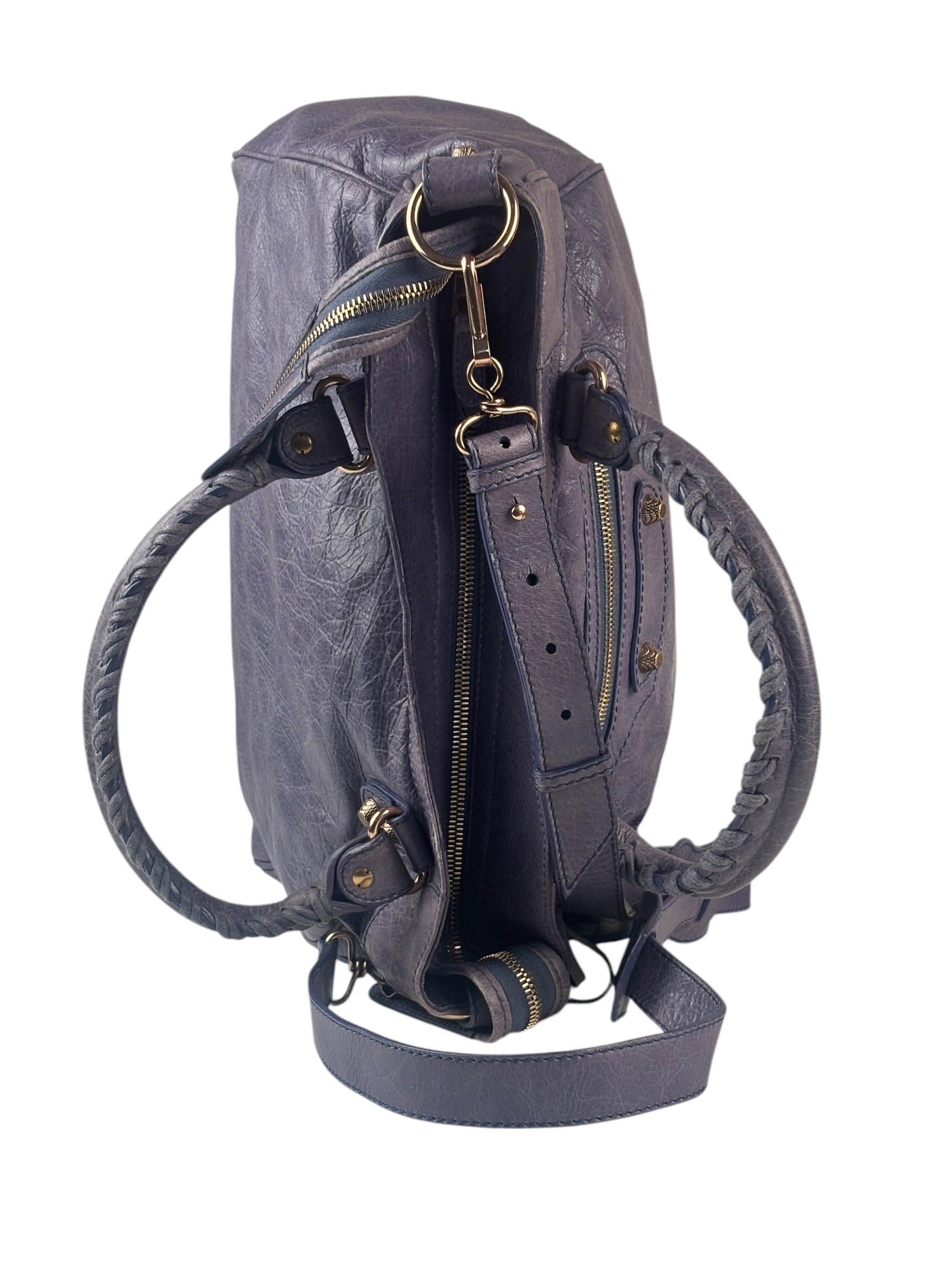 Balenciaga Purple Leather City Two-Way Bag