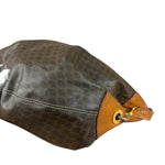 Celine Vintage Macadam Canvas Leather Trim Shoulder Bag