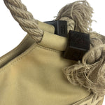 Chanel Vintage Beige Denim/Leather Trim Camellia Rope Tote