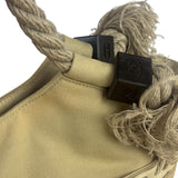Chanel Vintage Beige Denim/Leather Trim Camellia Rope Tote