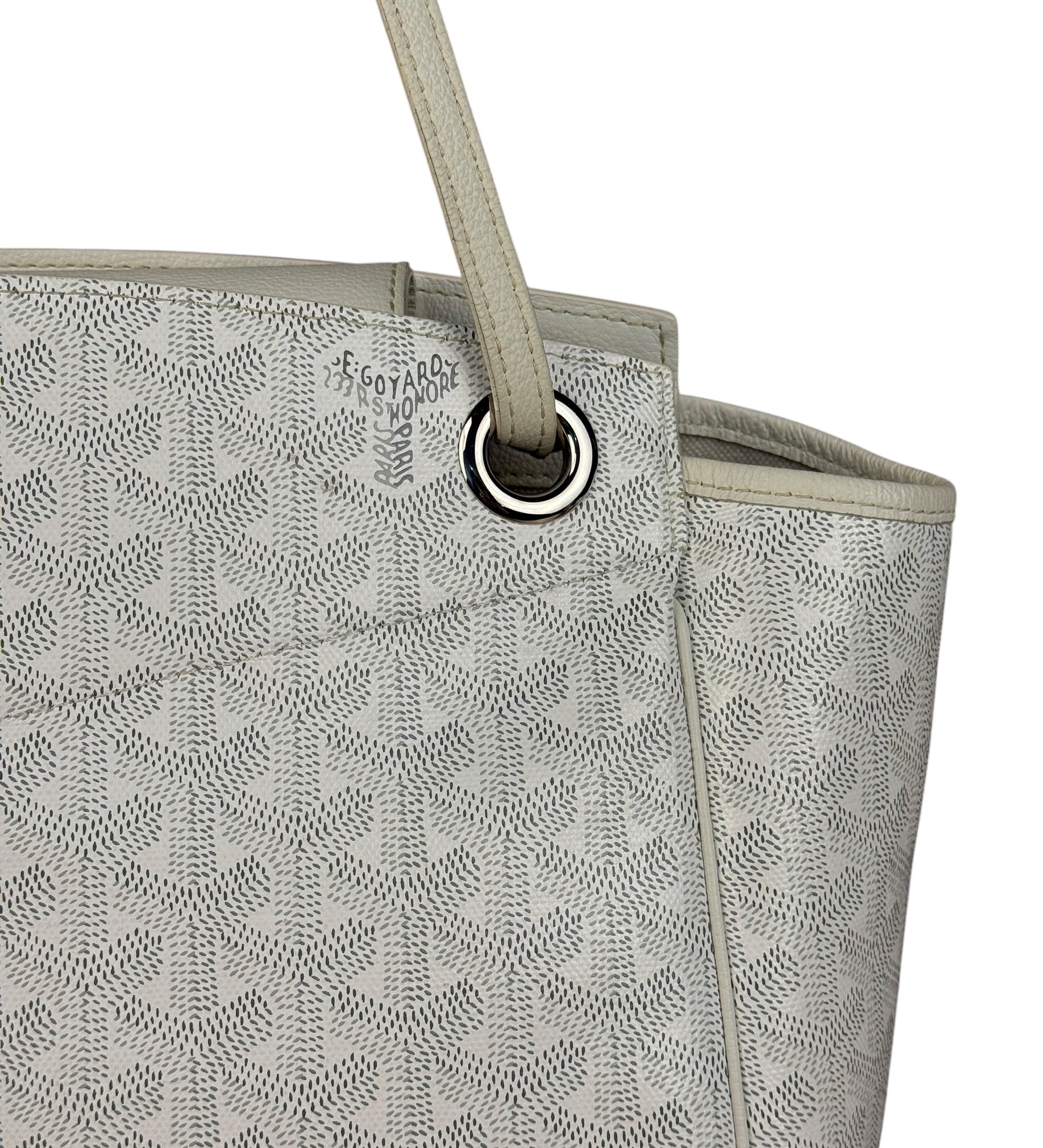 Goyard White Goyardine Sac Rouette PM Shoulder Tote