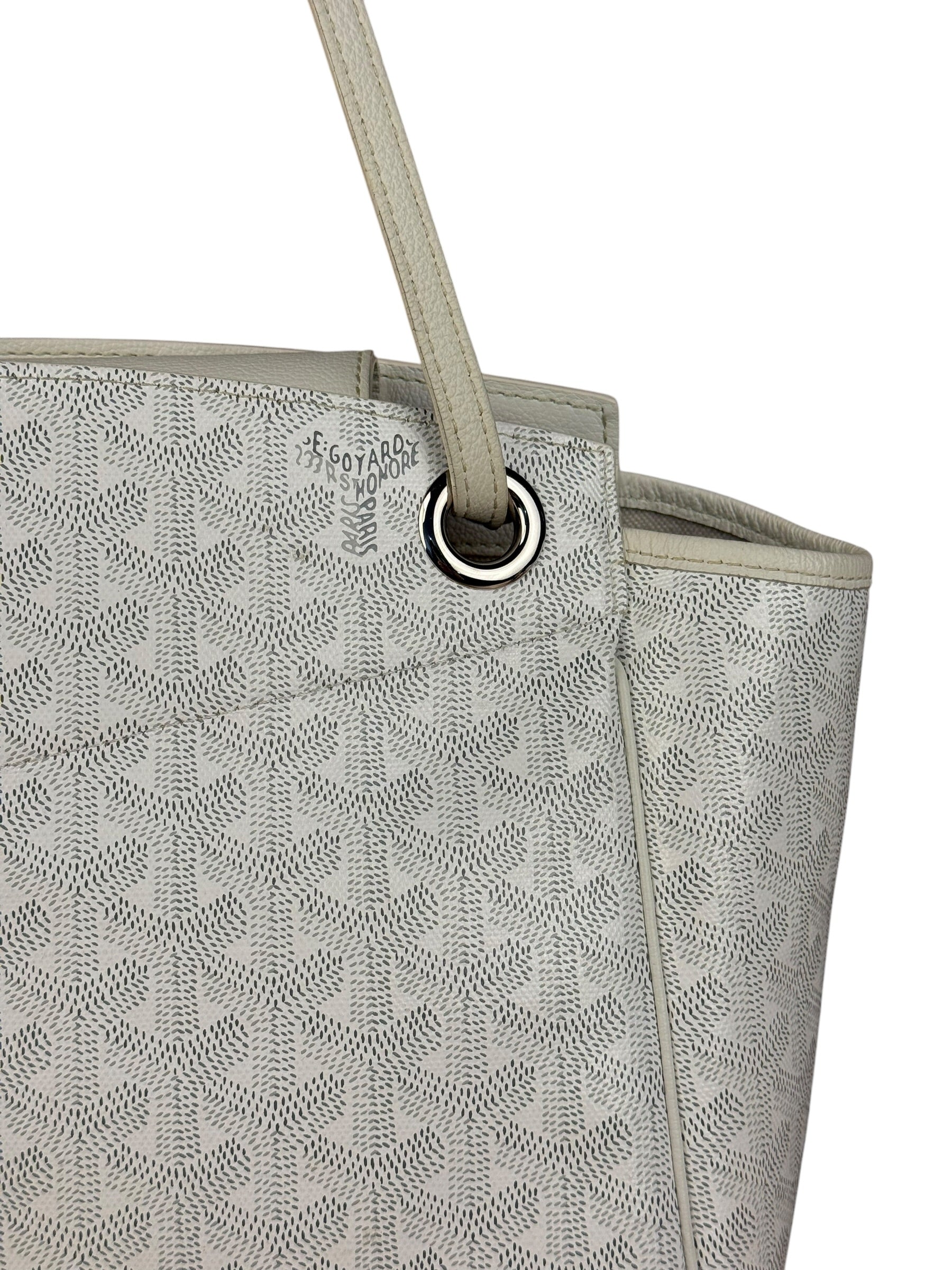 Goyard White Goyardine Sac Rouette PM Shoulder Tote