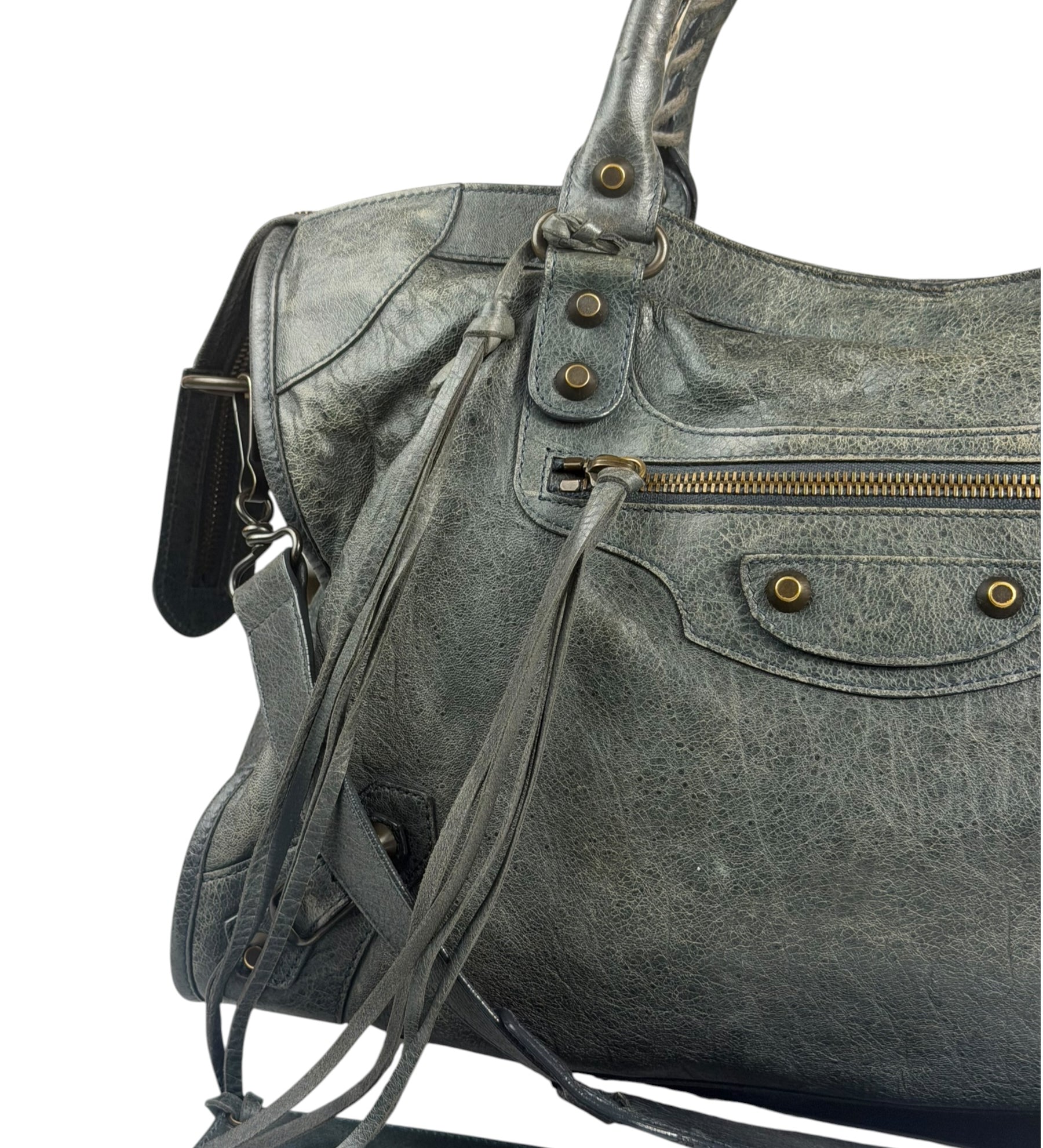 Balenciaga Grey Leather Medium Le City Shoulder Bag