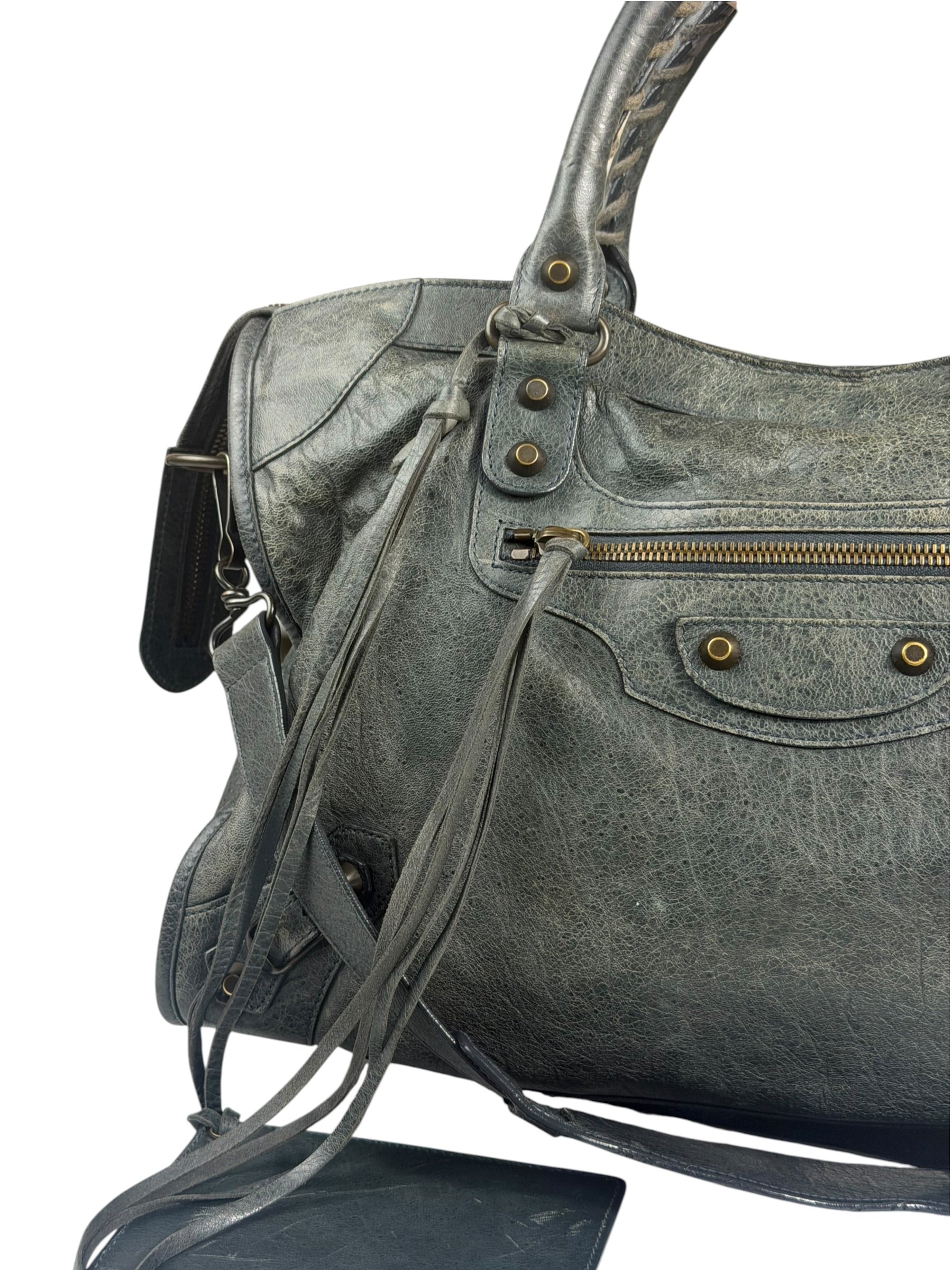 Balenciaga Grey Leather Medium Le City Shoulder Bag
