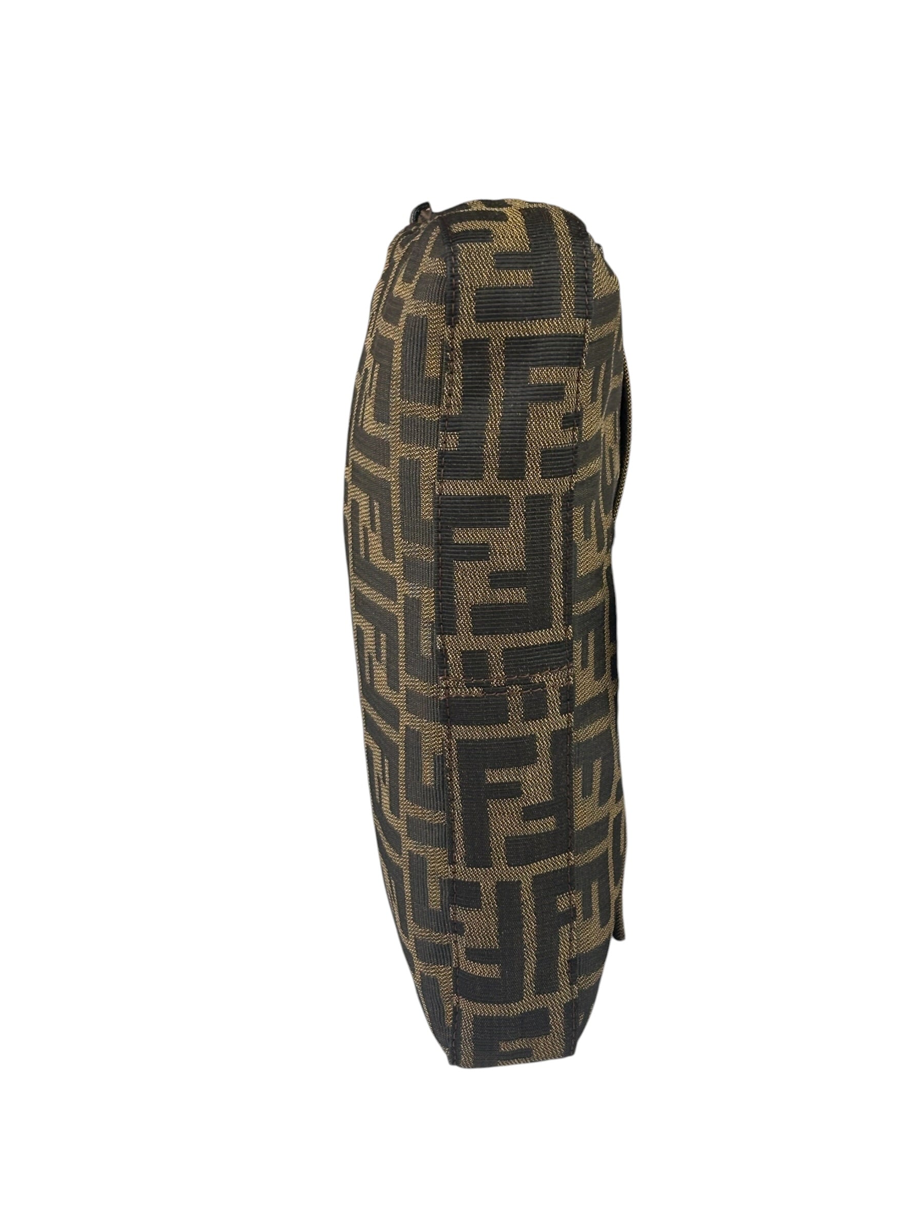 Fendi Brown Leather Trim Baguette