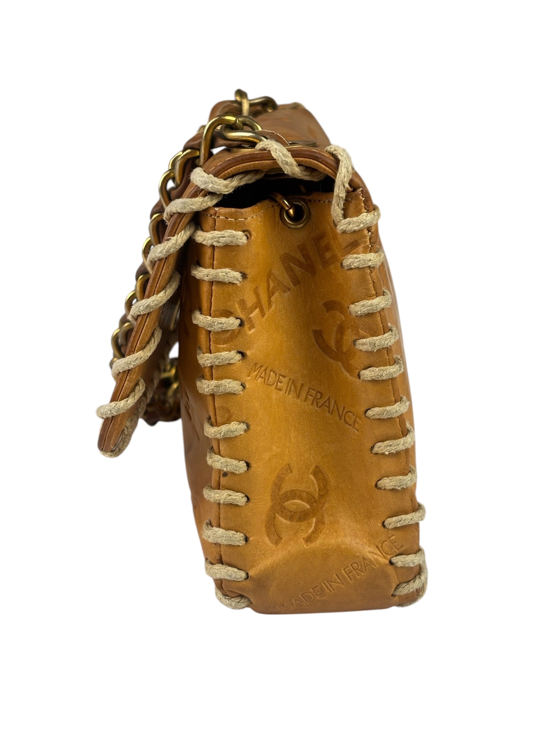 Chanel Brown Leather Western Embossed CC Flap Bag