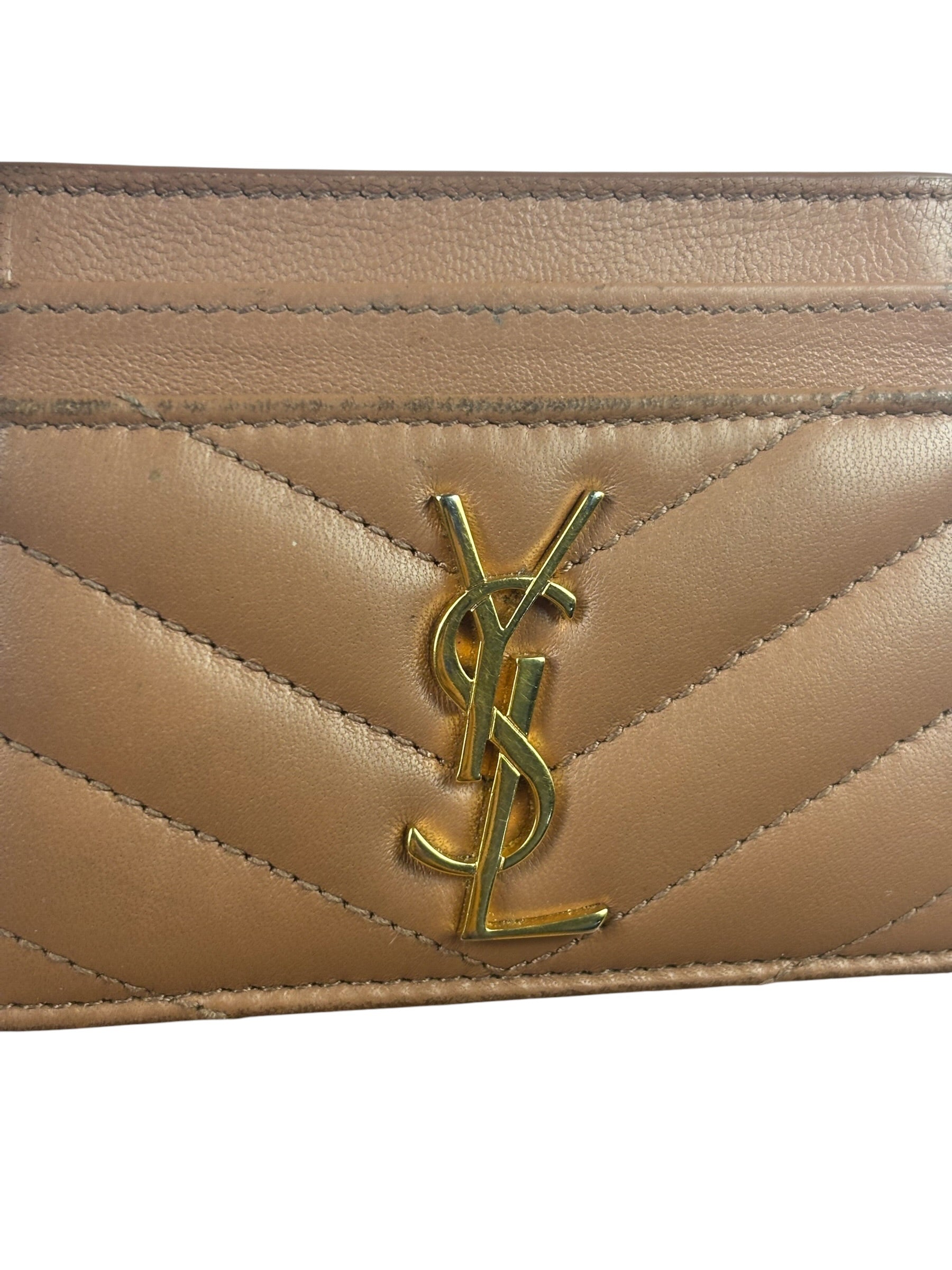 Yves Saint Laurent Dusty Rose Leather Cassandre Cardholder