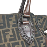 Fendi Leather Trim Zucca Canvas Du Jour Tote Bag