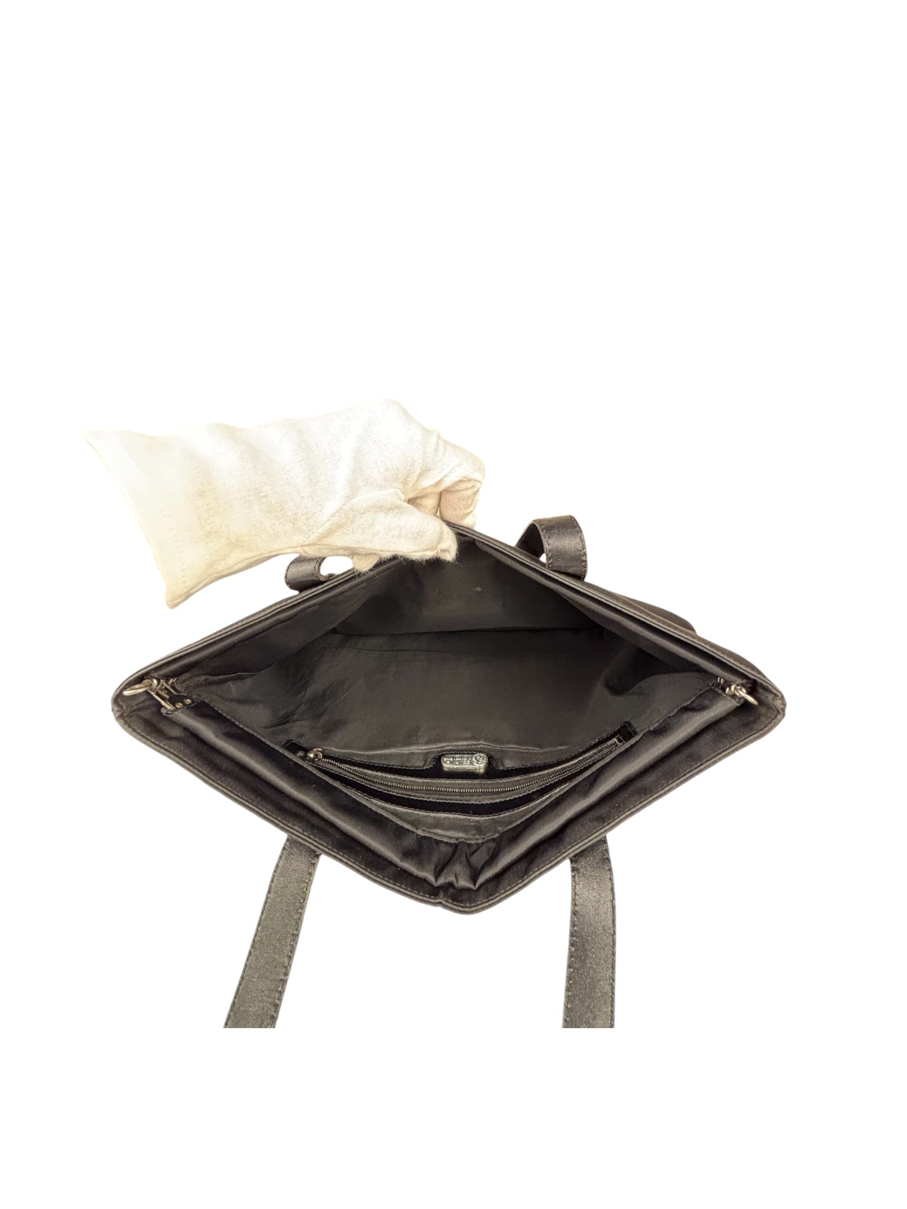 Fendi Vintage Black Nylon Leather Trim FF Roll Tote Bag