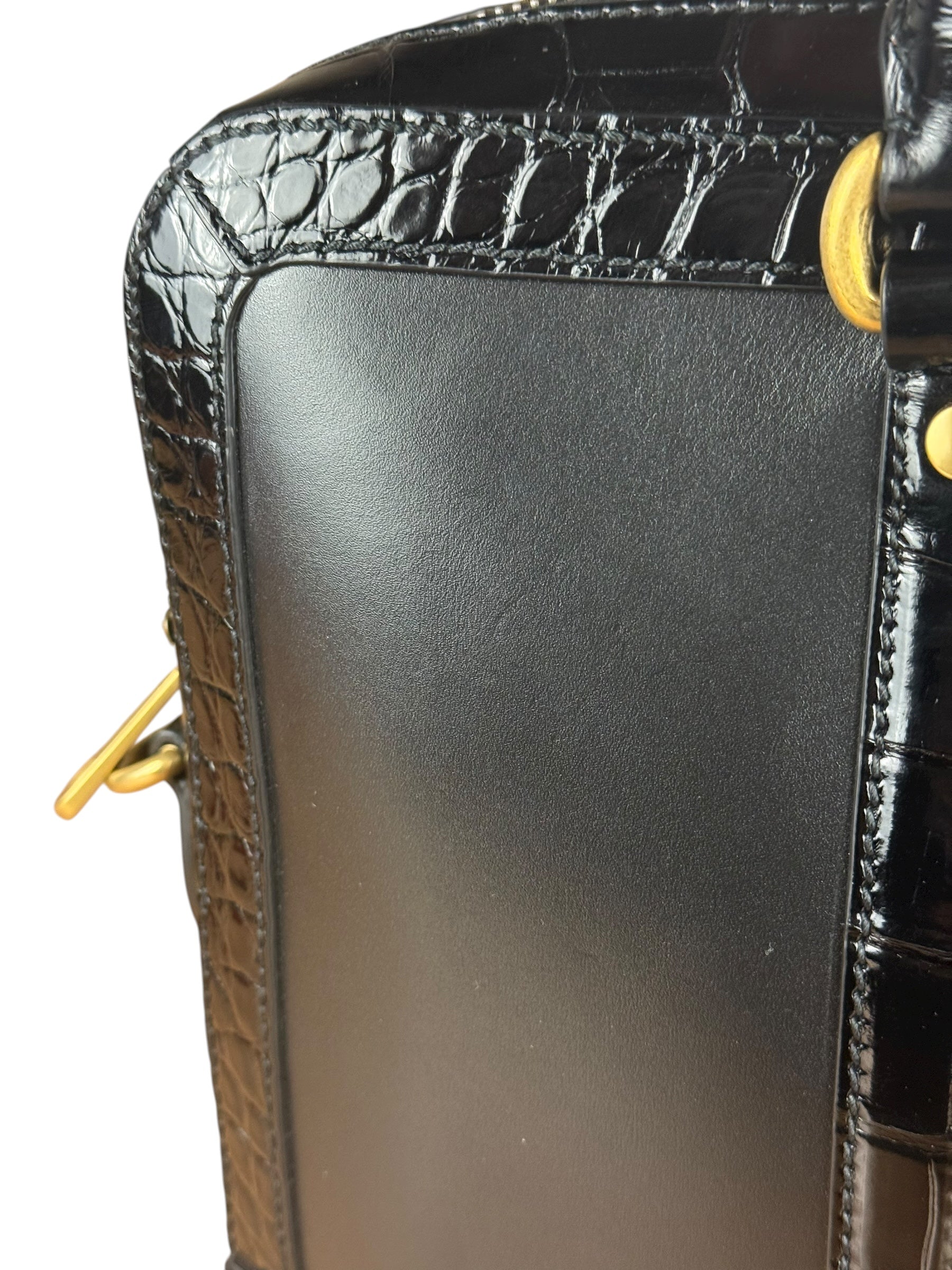 Gucci Croc-Trim Leather Briefcase