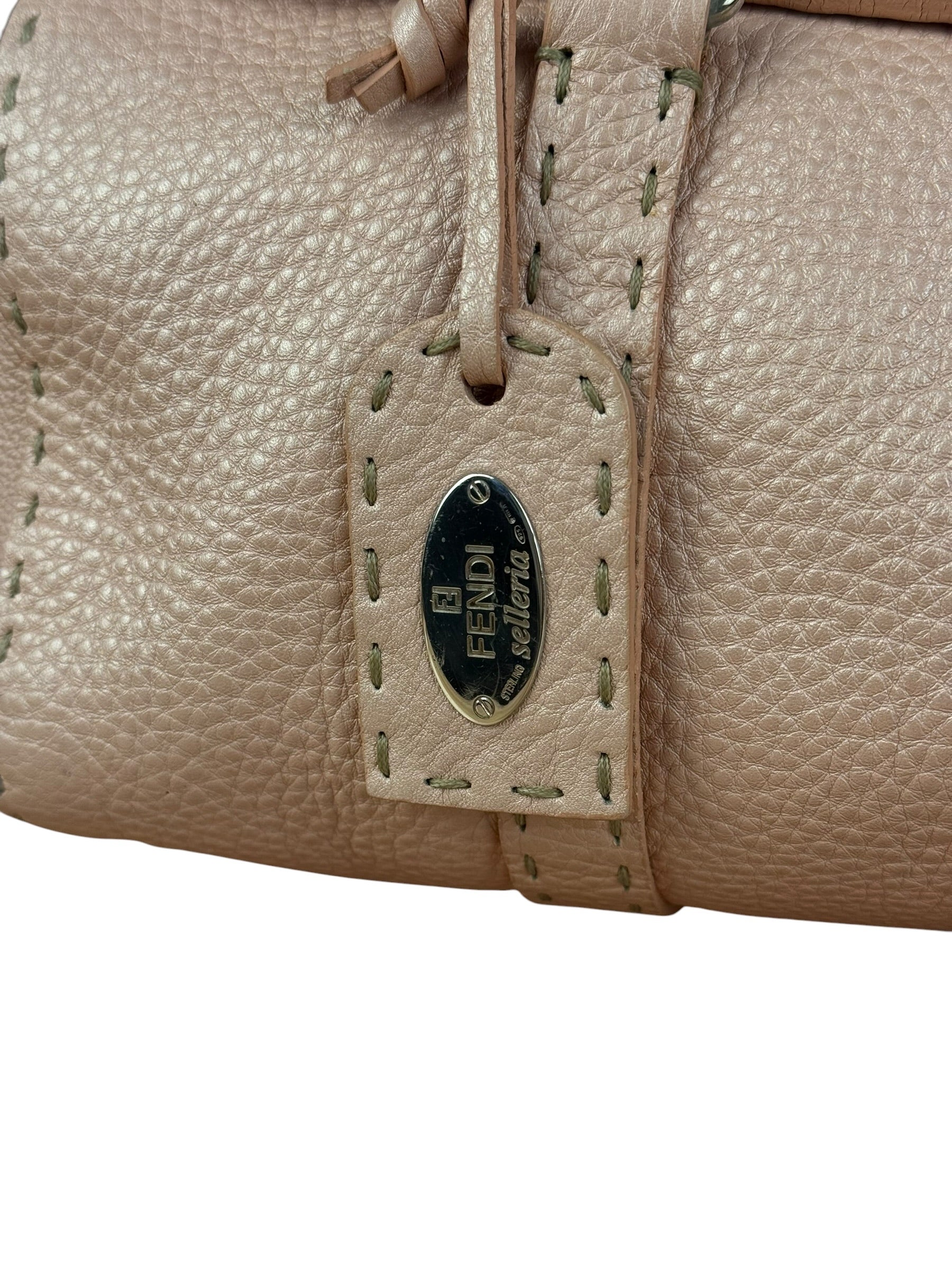Fendi Light Pink Metallic Vintage Selleria Stitch Lina Handbag