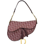 Christian Dior Burgundy Leather Oblique Saddle Handbag