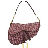 Christian Dior Burgundy Leather Oblique Saddle Handbag