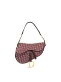 Christian Dior Burgundy Leather Oblique Saddle Handbag